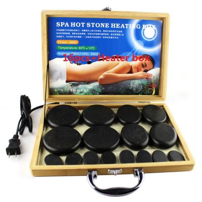 China 16pcs Hot Body Stone Massage Set With Bamboo Heater Case Healing Stones For Spa Hot Sale for sale