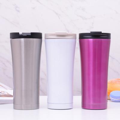 China Customized Sustainable Multifunct Coffee Vacuum Insulated Double Walled Stainless Steel Car Cups With Flip Cover for sale