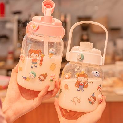 China Sustainable Cute Transparent Borosilicate Glass Milk Cup Kids Juice Water Bottle for sale