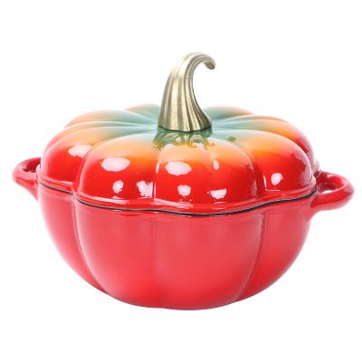 China Sustainable Halloween Pumpkin Shape Cast Iron Pot , Casserole With Pumpkin Shape for sale