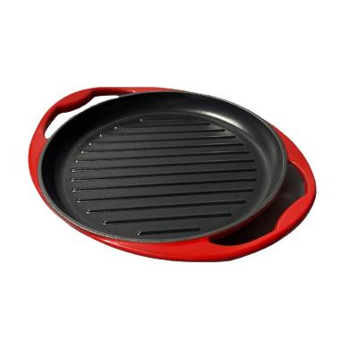 China Sustainable Enameled Cast Iron Grill Pan With Handle for sale