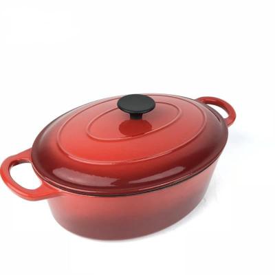 China Sustainable High Quality Oval Cast Iron Casserole With Enamel Coating for sale