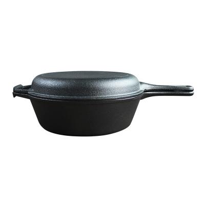 China Sustainable High Quality Dual Function Cast Iron Deep Fryer Pan for sale