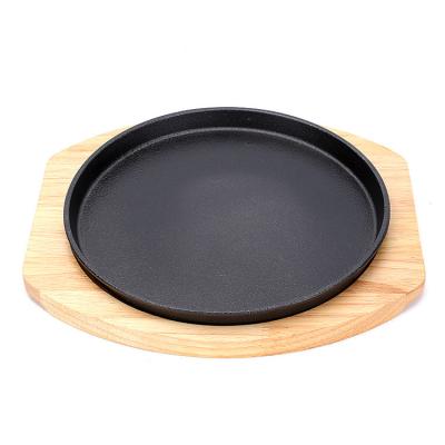 China Amazon ironsizzple sustainable hot sale round molded pan with wood tray for sale