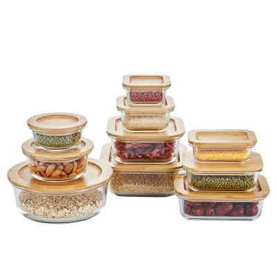 China Freshness Preservation Food Containers Heat Resistant Microwavable Glass Container for sale