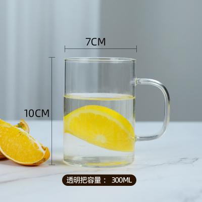 China High Sustainable Borosilicate Glass Mug With Colored Handle for sale