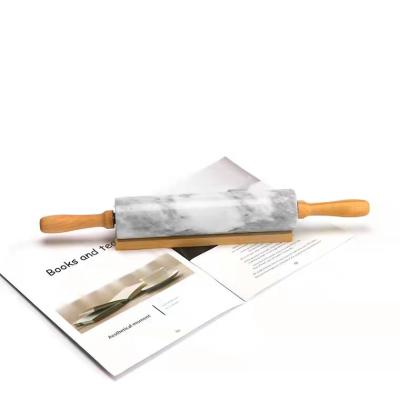 China Amazon Sustainable Hot Selling Marble Rolling Pin With Wooden Handle, Pin Made By Marble for sale