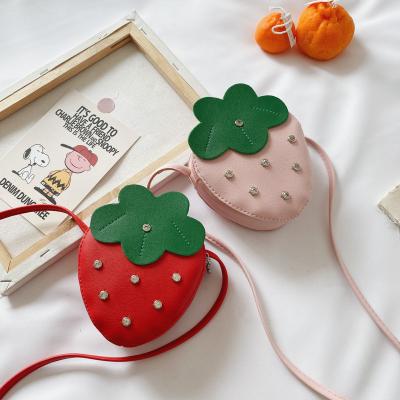 China New Cute Fashion Cartoon Kawaii Kid Wallet Kids Shoulder Messenger Bag Mini Pu Kids Girl Coin Purse Strawberry Fruit Purses for sale