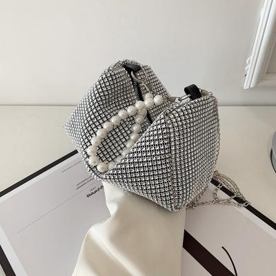 China Wholesale Fashion Designer Chain Ladies Diamond Crossbody Shoulder Handbags Small Bling Luxury Women Purses and Handbags for sale