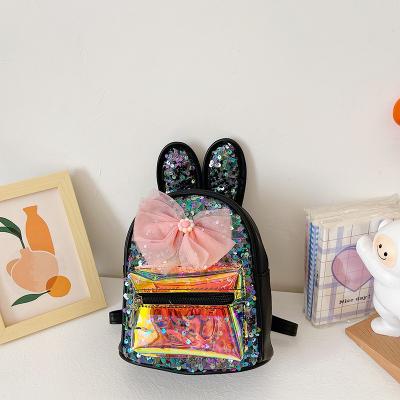 China The other 2022 new fashion laser kids school backpack bow cute princess cartoon kids backpack new girls school sequined satchel for sale