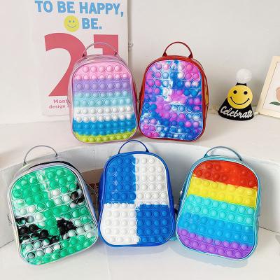 China Other Big Size Rainbow Kids Girl Push Bubble Schoolbag Busy Person Toy Silicone Pop It School Bag Bookbag Backpack for sale