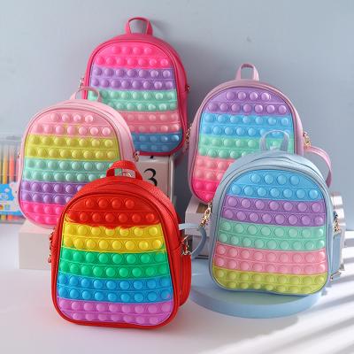 China Other New Big Big Size Rainbow Silicone Kids Push Bubble Pop He Educate Backpack Buster Backpack Strapon Backpacker Toys Bag for sale