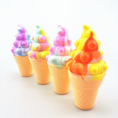 China 2022 Hot Selling Cute Toy Kids Ice Cream Squishy Person Stress Relief Squeeze Toy Push Bubble 3D Silicone Squeeze Fashion Children's Toys 2022 for sale