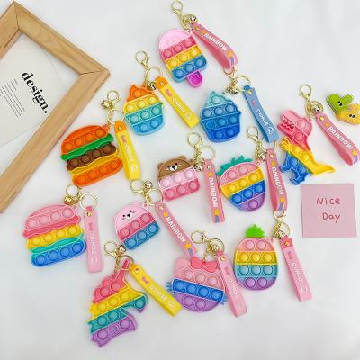 China Soft Relaxing Popping Itting Unicorn Keychain Pop Fidget Toys Pushing Bubble Toy New Kids Toys Mini For Girls Silicone Cartoon Keyring for sale