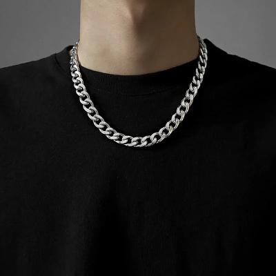 China FASHIONABLE Titanium Wholesale Cuban Steel Necklace Chain Necklace 304 Stainless Steel Mens Female Hiphop Jewelry Accessories for sale