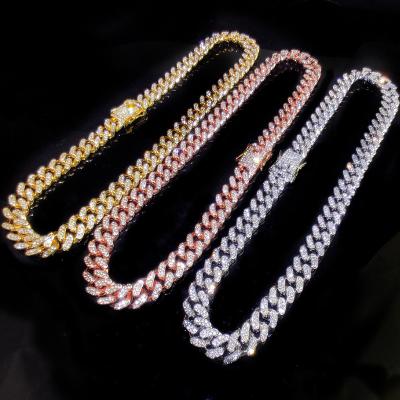 China 2021 Hiphop Hot Selling Fashion Gold Plated Iced Out Lab New Diamond Cuban Link Chain 12mm Jewelry Necklace Gold Chain Design For Men for sale