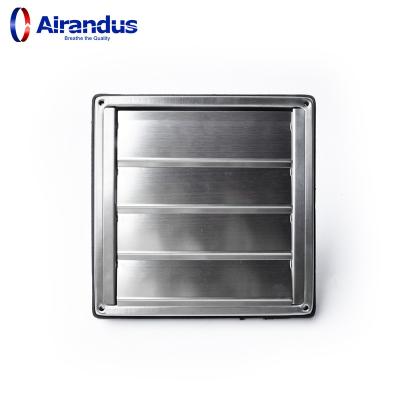 China Energy Saving Square Stainless Steel Wall Air Valve Square Vent With Weather Proof Canopy Kitchen Air Outlet Barroom Wall Extractor for sale