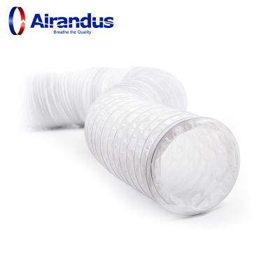 China Grayish White Flexible PVC Vinyl Duct PVC Sheet Glass Fabric Long Life Manufacture Flexible Air Duct Ventilation for sale