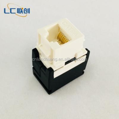 China Trapezoidal structure wiring system toolfree jack cat6a utp 180 degree for sale