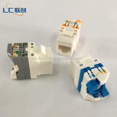 China Rotary type UTP RJ45 cat6A structure cabling system toolless trapezoidal jack for sale