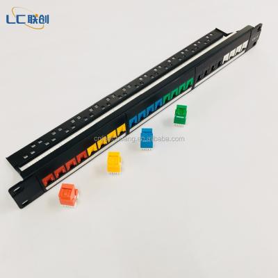 China Structure Cabling System 1U 19 Inch UTP 24 Port Jack Cat6 Trapezoidal Modular Patch Panel for sale