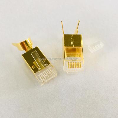 China cat6a cat7 rj45 cable plug connector, gold color, good quality gold plating on the surface for sale