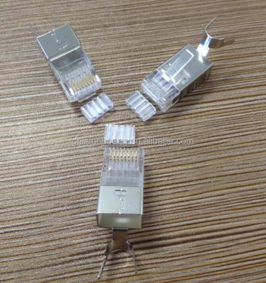 China Best Quality Gold Plating 50u Wiring Shielded Cat7 RJ45 Modular Jack for sale