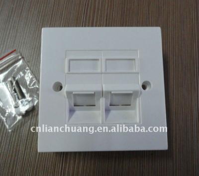 China Double angle port network cable face plate for cat5e and cat6 keystone jack for sale