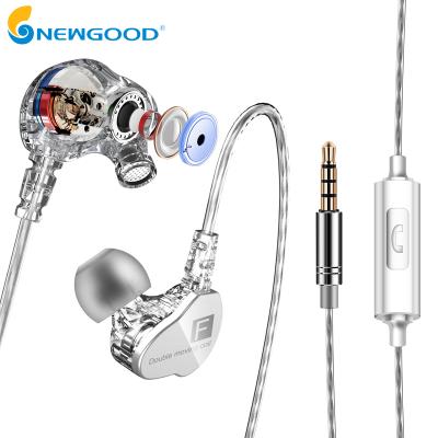 China Sports Music Earbud With Mic Wired Earphone Bass Heavy Dual Driver Stereo HiFi Headphones Sports Music Earbud With Mic For Smartphone for sale