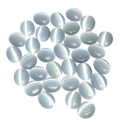 China Flat Oval Cat Eye Stone 10*12 Shape Face Gemstone Interface Cabochon Cabochon Stone OEM Inlaid Ring For Jewelry Making for sale