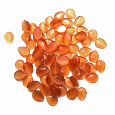 China Wholesale 5*7 Synthetic Opal Water Drop Cat Eye Gemstones Flat Bottom Cat Eye Nail Accessories Water Drop Gemstones for sale