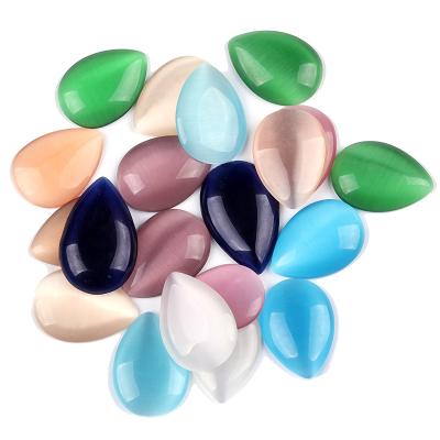 China Semi Precious Stone Cat Eye Diy Accessories Pear Shape 18*25 Drop Opal Cats Eye Stone Plate for sale