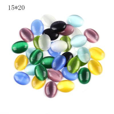 China Europe Diy Jewelry Accessories 15*20mm Oval Soft Semi-precious Stones Color Cat Eye Stone for sale