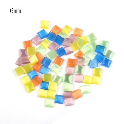 China Cat's Eye Diy Nail Accessories Nail Art Decoration Crystal Nail Gems Bulk Package 6mm Square Flat Bottom Cat's Eye Stone for sale