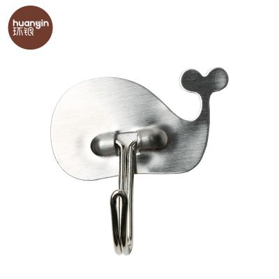 China Wholesale Mini Viable Cartoon Whale Metal Clothes Coat Wall Hook for sale