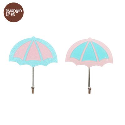 China Sustainable Acrylic Umbrella Shape PP Stick Up Kids Wall Hook for sale