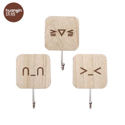 China HY-0702 Wooden Funny Funny Face Wall Adhesive Hookok for sale