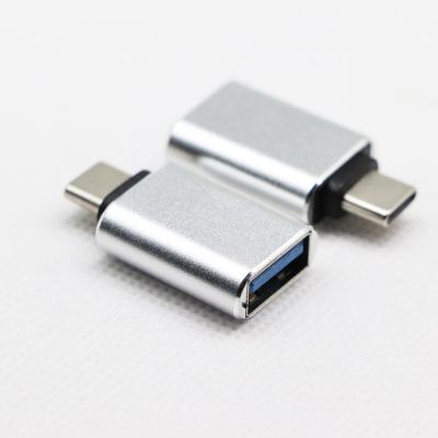 China Silver White Aluminum Shell Aluminum Alloy USBTYPE-A 3.0 Female to USB 3.0Type c MALE OTG Adapter for sale