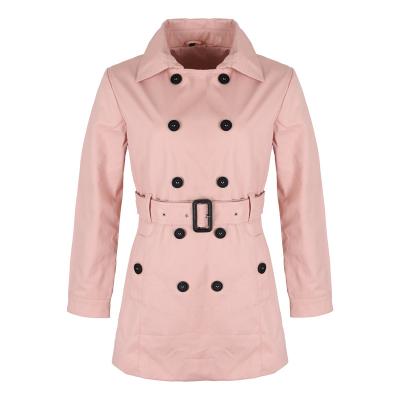 China Wholesale Lady QUICK DRY Cotton Double Breasted Belted Ditch Ladies Pink PVC Coat Women for sale