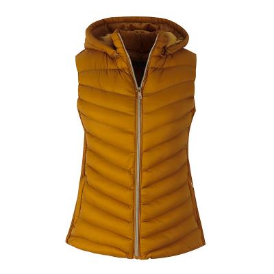 China Breathable Hooded Bright Puffy Orange Women's Sleeveless Fashion Down Vest Women's Suit for sale