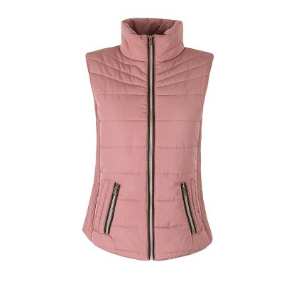 China Breathable Pink High Quality Long Zipper Collar Custom Womens Top Padding Vest for sale