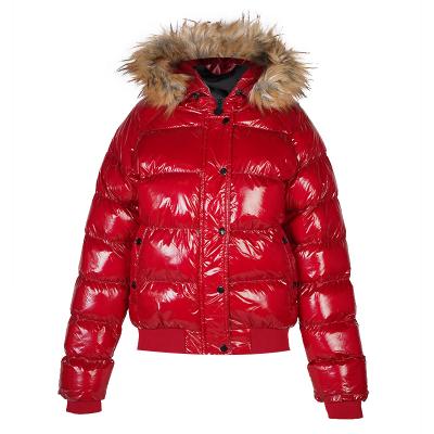 China Wholesale Women's Short Red Breathable Autumn Faux Fur Jacket Women's Shiny Winter Stripper Jacket for sale