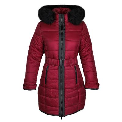 China Breathable Red Long Collar Ladies Hoodie Parkas Bubble Winter Stripper Coat Women Jacket for sale