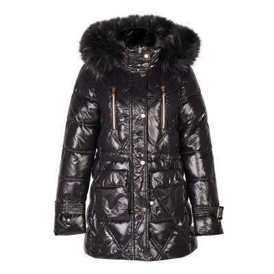 China Wholesale Black Hooded Padded Shiny Padded Jacket Women Winter Faux Fur Jacket Breathable Long for sale