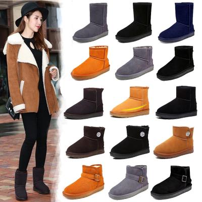 China CUSHIONING Women Snow Boots Genuine Cowhide Leather Ankle Boots Winter Boots Woman Warm Shoes Large Size for sale