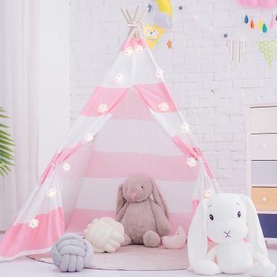 China Sports Toy Custom Indoor and Outdoor Kids Tent Teepee Camping Star Toy Indoor Playhouse with 4 Wooden Rods for sale