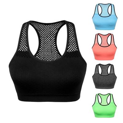 China Breathable Women Hollow Out Seamless Sports Bra High Impact Yoga And Running Bra Workout Crop Tops for sale