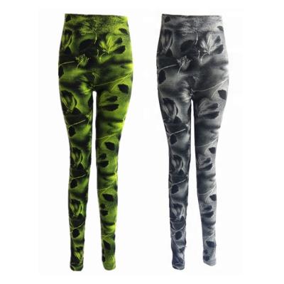 China Antibacterial women's seamless stretchy gingko leaves printed sports yoga leggings workout fitness gym pants for sale