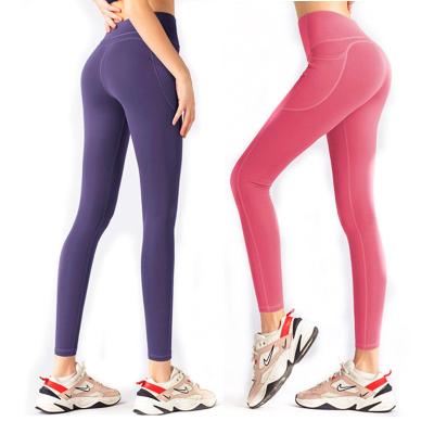 China Breathable Women's High Waist Fitness Gym Yoga Pants With Phone Pockets, Lady Nylon Workout Active Gaiters for sale