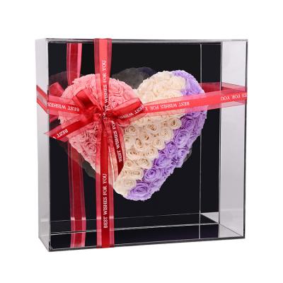 China Real Nature Eternal Flowers Rose Box Wholesale Preserved Flower Preserved Rose Real Touch Heart Shaped for sale